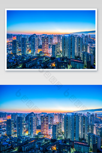 城市夕阳夜景建筑摄影图片