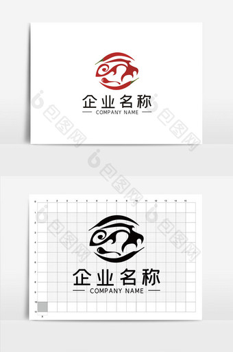 简约辣椒烤鱼餐饮LOGOVI模板图片