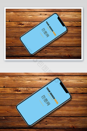 高清木桌怀旧风格苹果X手机电子产品样机图片
