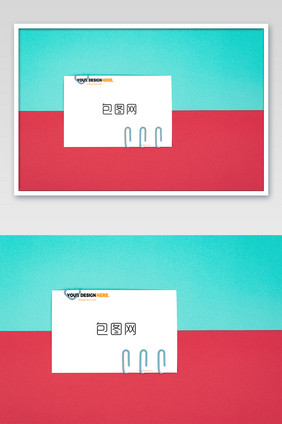 红蓝撞色创意留言卡海报样机