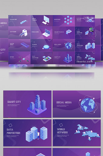 公司技术介绍紫色时尚的动画人物字幕包装图片