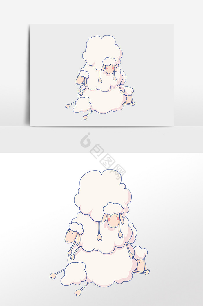 动物三只羊插画图片