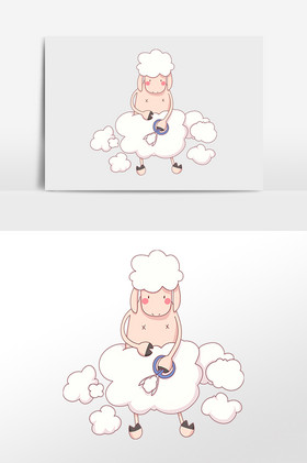 动物小羊剪毛插画