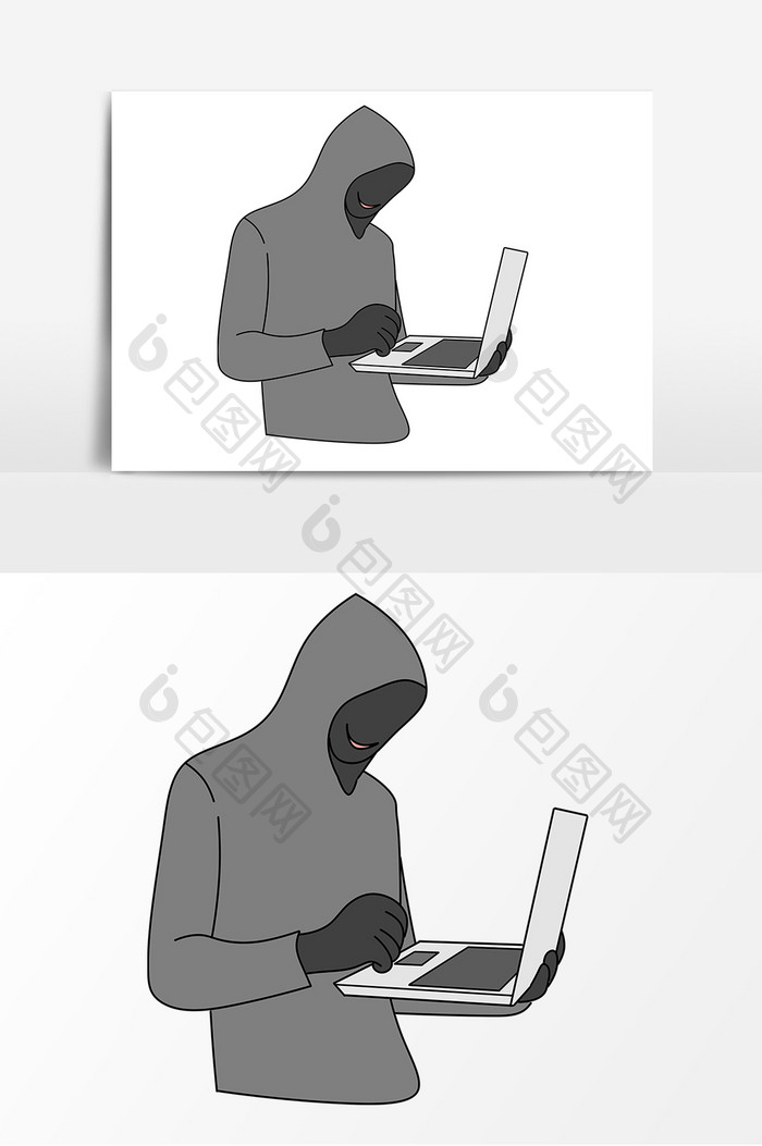 手绘网络安全威胁黑客卡通