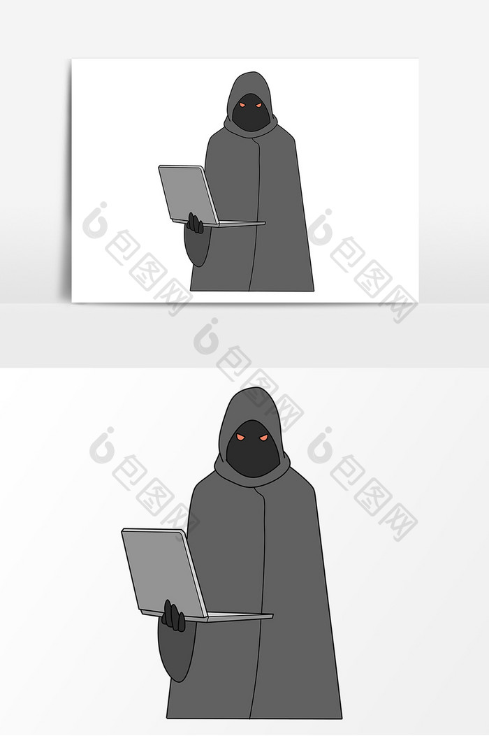 手绘网络安全黑客卡通形象