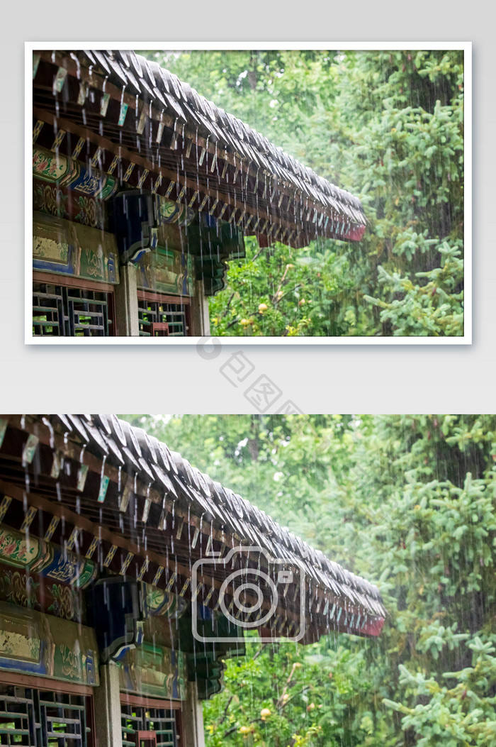 暴雨季节古建筑摄影图片
