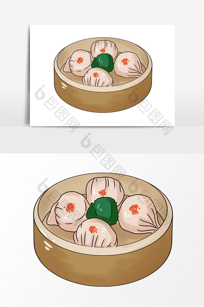 虾饺简笔画彩色图片