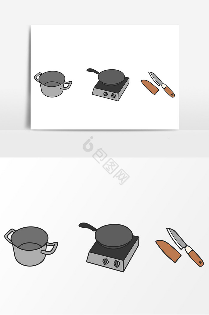 厨房工具盆锅刀具煤气灶图片
