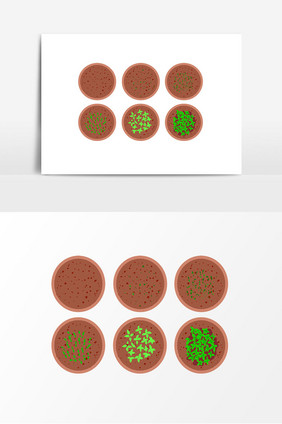 手绘俯视盆栽种子生长元素