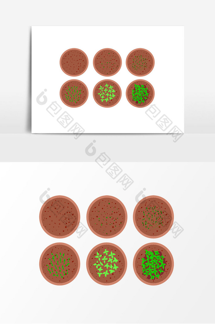 手绘俯视盆栽种子生长元素