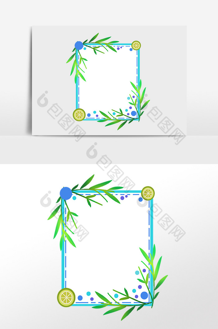 夏季植物柠檬边框插画图片图片
