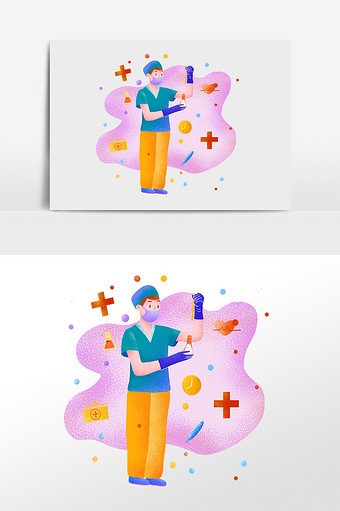 手绘医疗医学手术医生插画图片