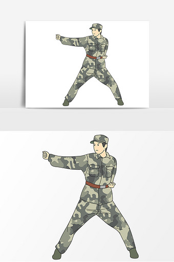 手绘迷彩服军人卡通元素图片下载