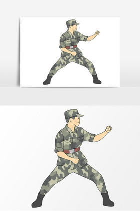 迷彩服军人打军体拳图片
