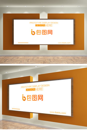 现代logo室内灯箱展板海报墙面样机贴图