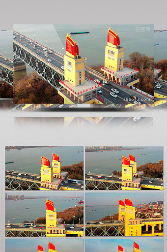 航拍南京长江大桥翻新后火车汽车同时穿梭图片