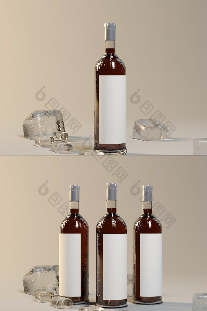 玻璃酒瓶包装样机OC图片图片