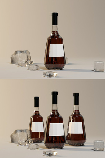 玻璃酒瓶包装样机 酒（OC）图片