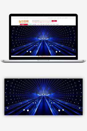 蓝色 隧道 科技感海报背景机样图