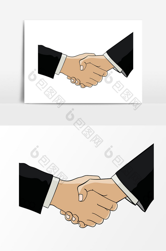 手绘商务合作西装握手 Psd素材 包图网
