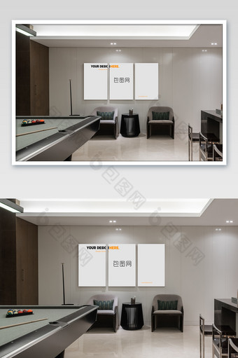极简高端休息吧台无框挂画墙画壁画海报样机图片