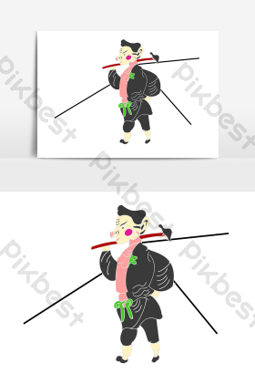 猪八戒民间艺术皮影戏插画图片