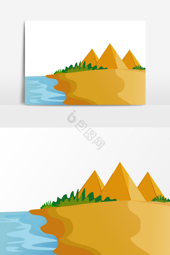 河岸金字塔装饰风景图片