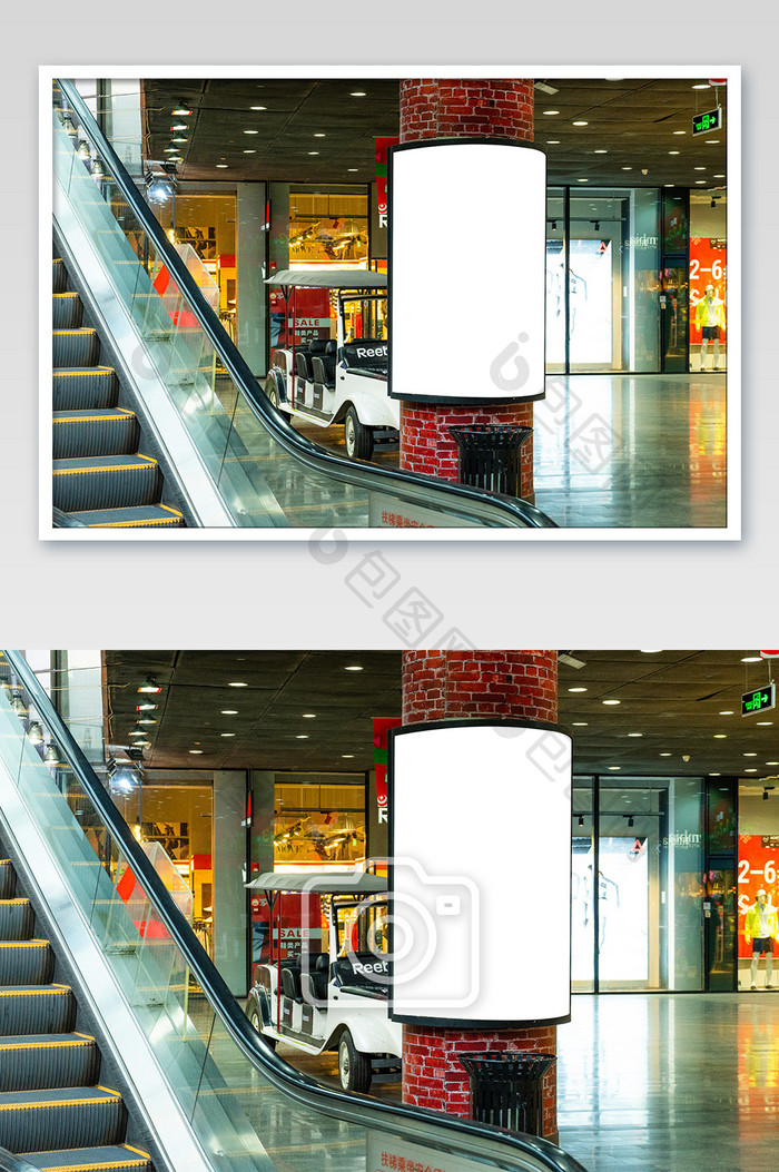 城市建筑购物中心空白广告牌城市建设摄影图