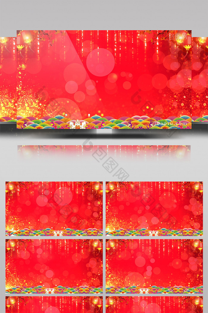 红金中国风通用喜庆背景素材AE模板