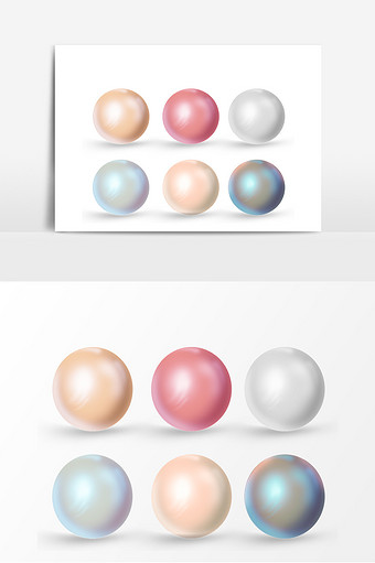 手绘彩色白色珍珠圆形钻石首饰图片下载