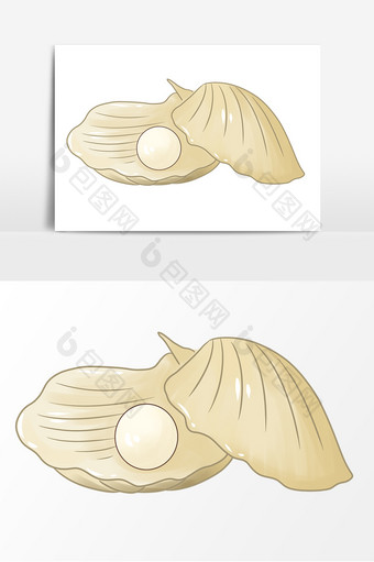 手绘贝壳与珍珠元素图片