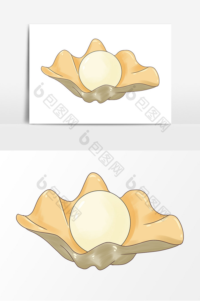 手绘大珍珠贝壳元素