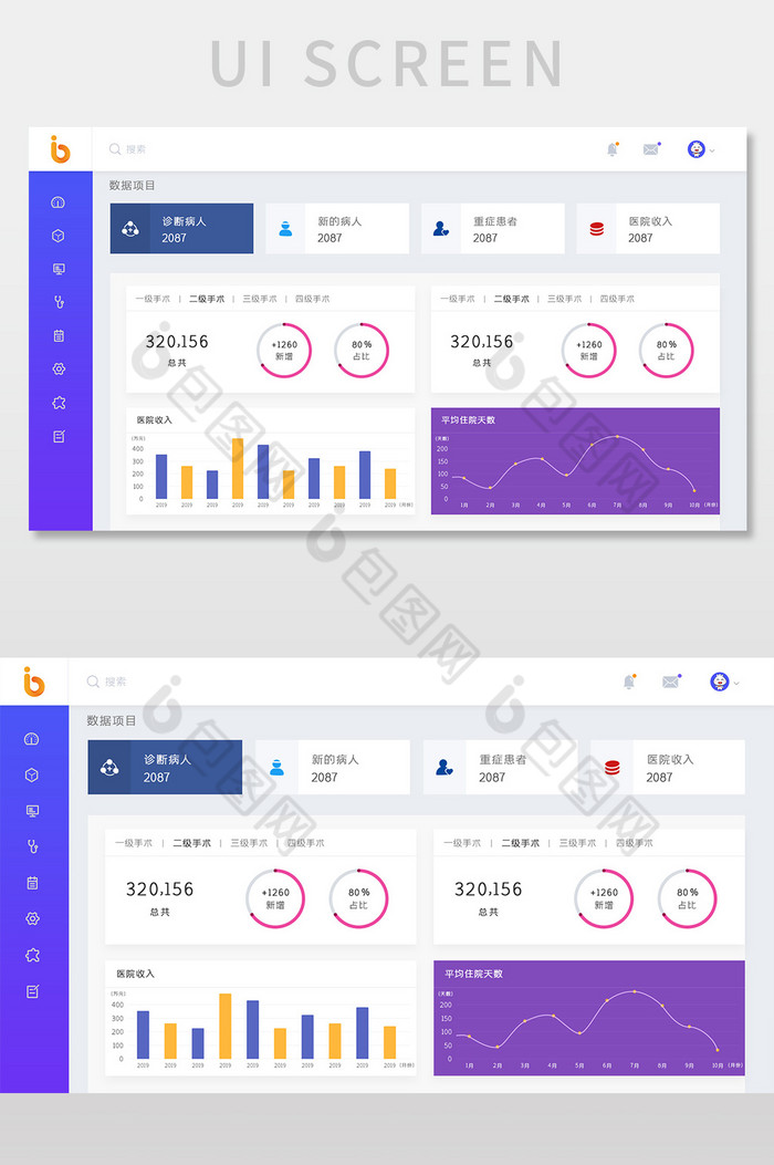 蓝色简约可视化医疗后台界面图片图片