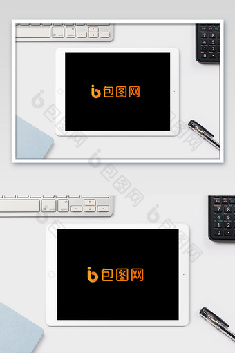 简约商务白色办公环境平板电脑样机图片