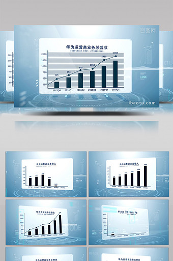 科技感扁平三维柱状图表数据年报AE模板图片