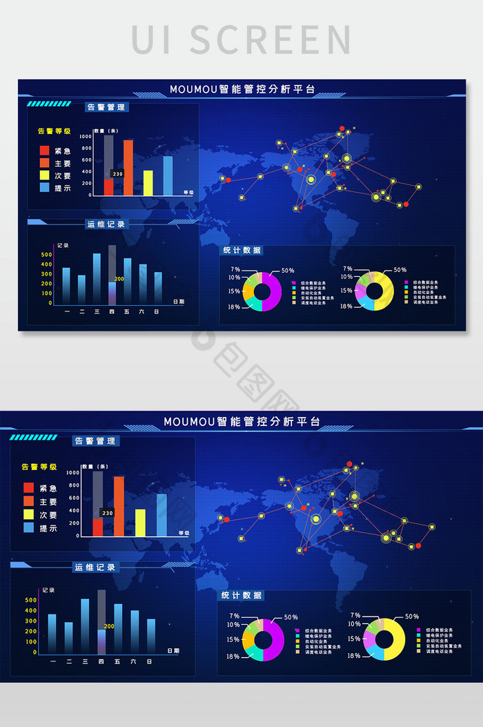 科技感蓝色大数据可视化UI网页界面大气图片图片