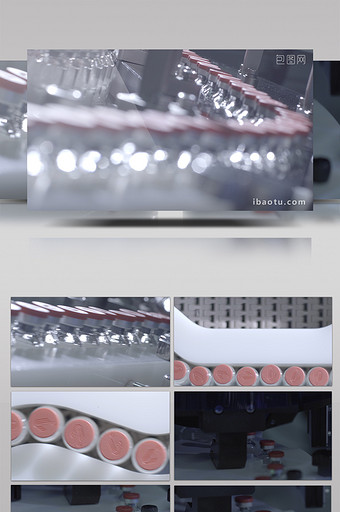 生物医药工厂针剂罐装生产线流水线4k实拍图片