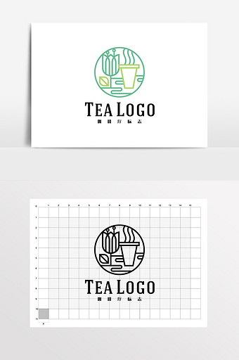 奶茶小清新圆形logo标志vi图片下载