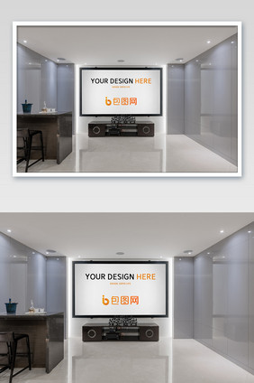精致大气的豪宅影音室电子屏幕样机设计
