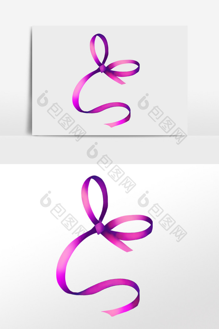 手绘礼物装饰紫色丝带飘带插画