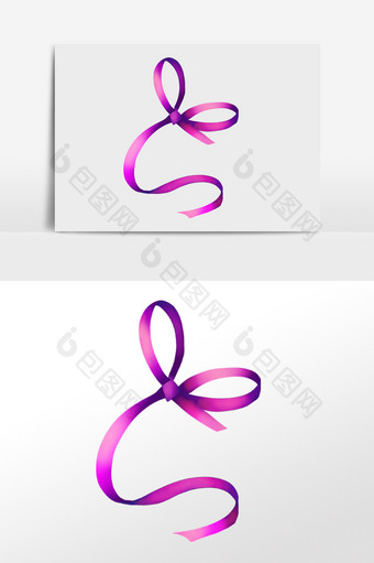 手绘礼物装饰紫色丝带飘带插画图片