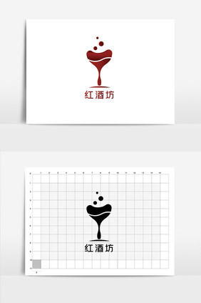 简约休闲红酒吧LOGO咖啡厅书吧书店简