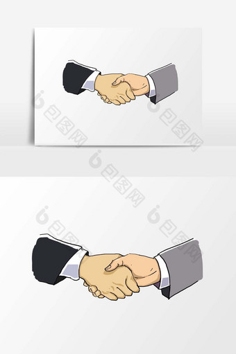 手绘卡通小清新商务合作手势握手免抠原创图片