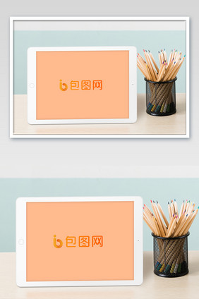 教育学习环境桌面文具平板电脑样机