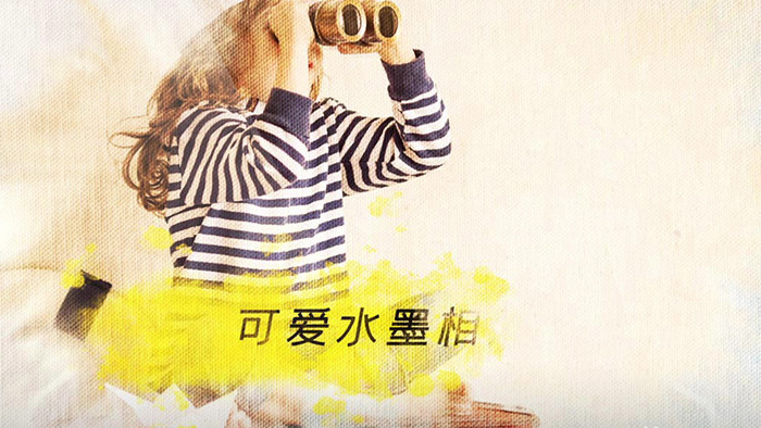 可爱水彩中国风儿童相册展示AE模板