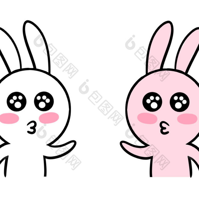 白色兔子七夕情侣动态表情包动图GIF