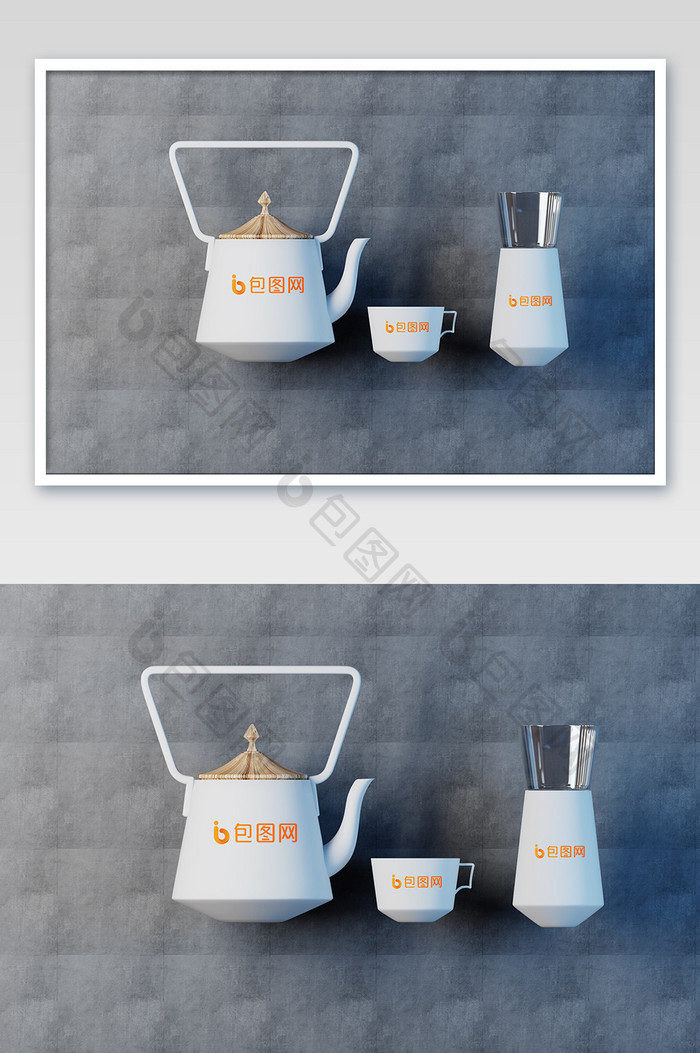 白色简洁茶具logo贴图样机