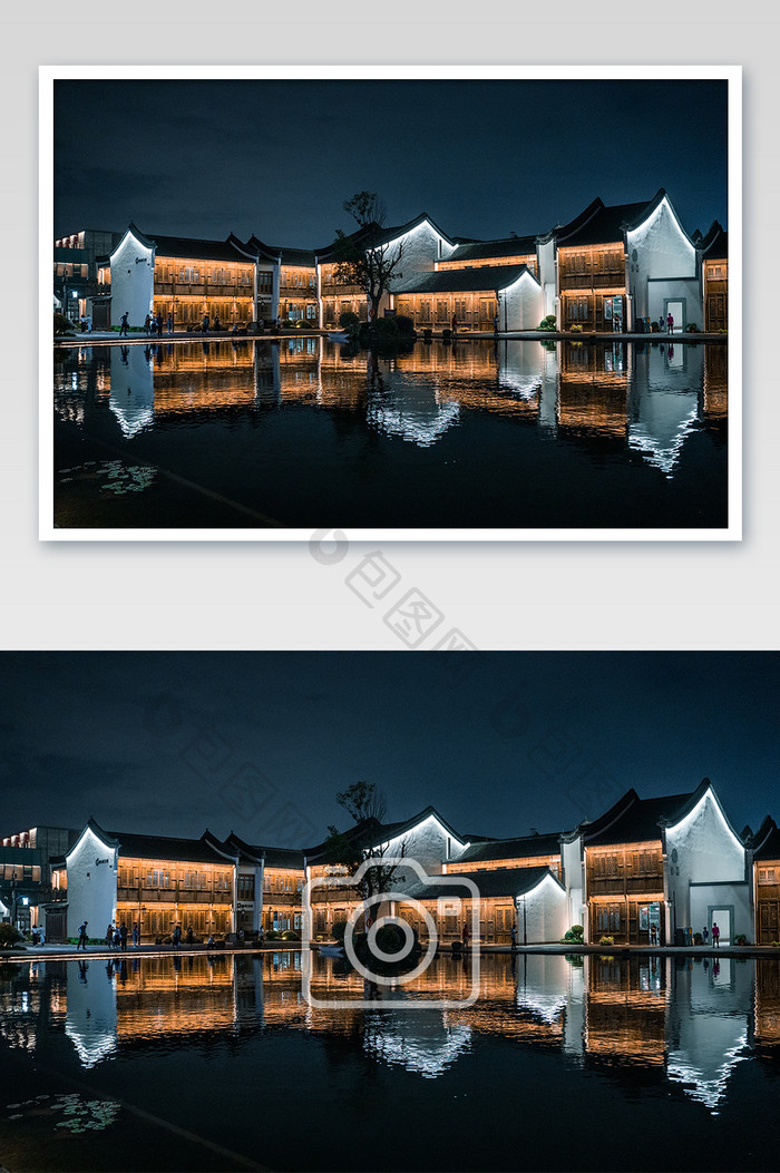 网红地标梦想小镇中国传统建筑摄影图