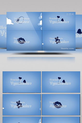 蓝色情侣爱情动态字幕标题包装模板图片