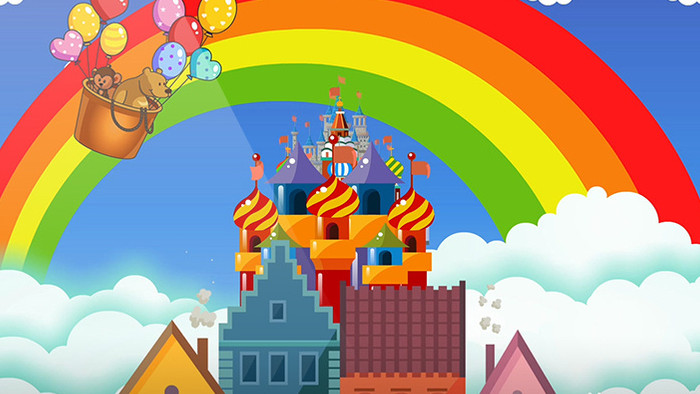 天空卡通彩虹城堡背景